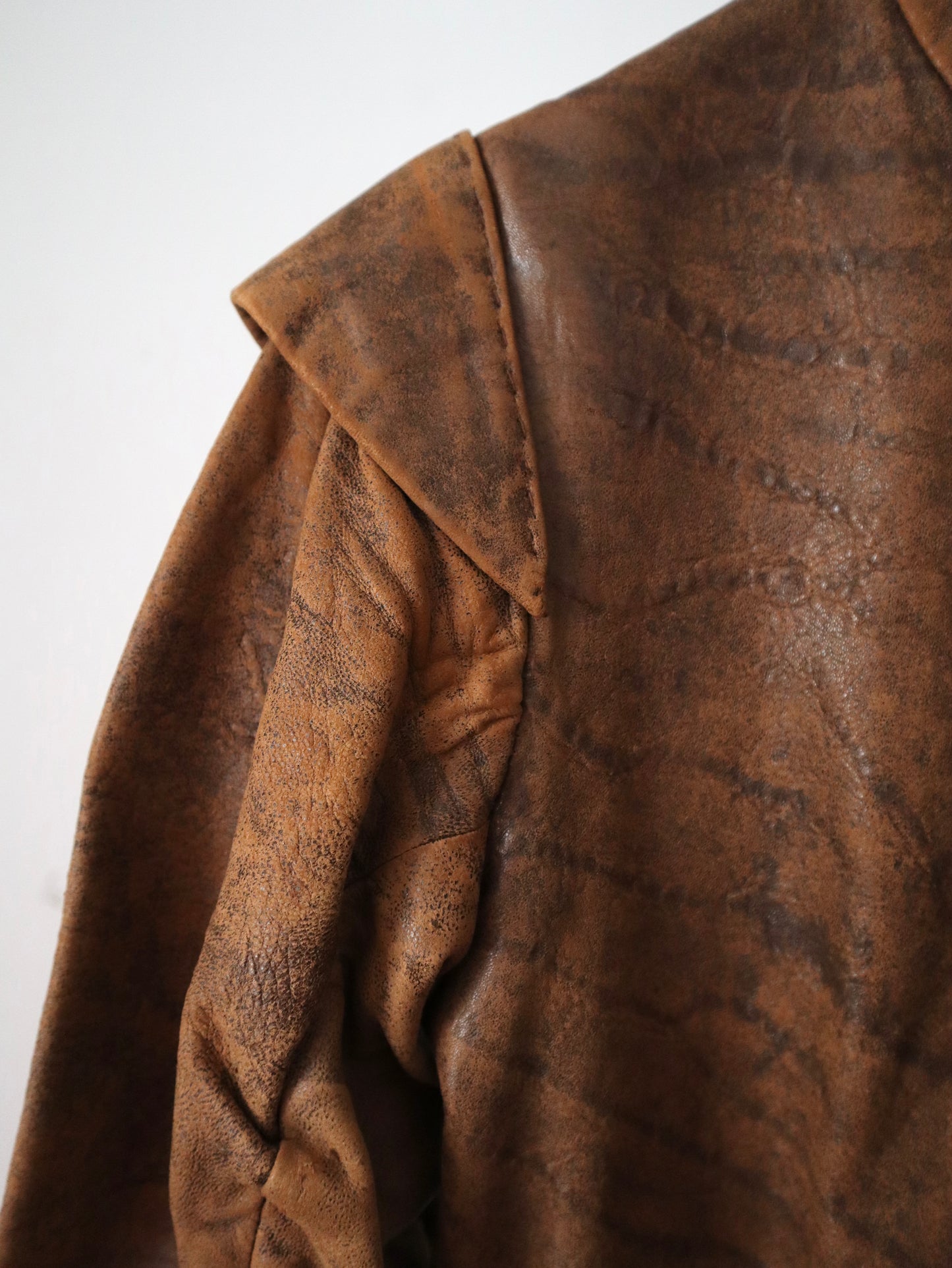 16th Century Style Leather Doublet Jacket Royal Opera House Costume Brown Ruched Sleeves Renaissance Medieval