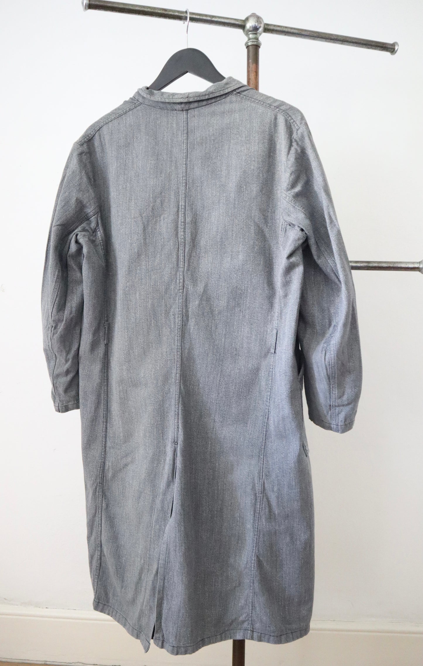 1940s French Grey Workwear Duster Jacket Coat Cotton Chore Le Rhin