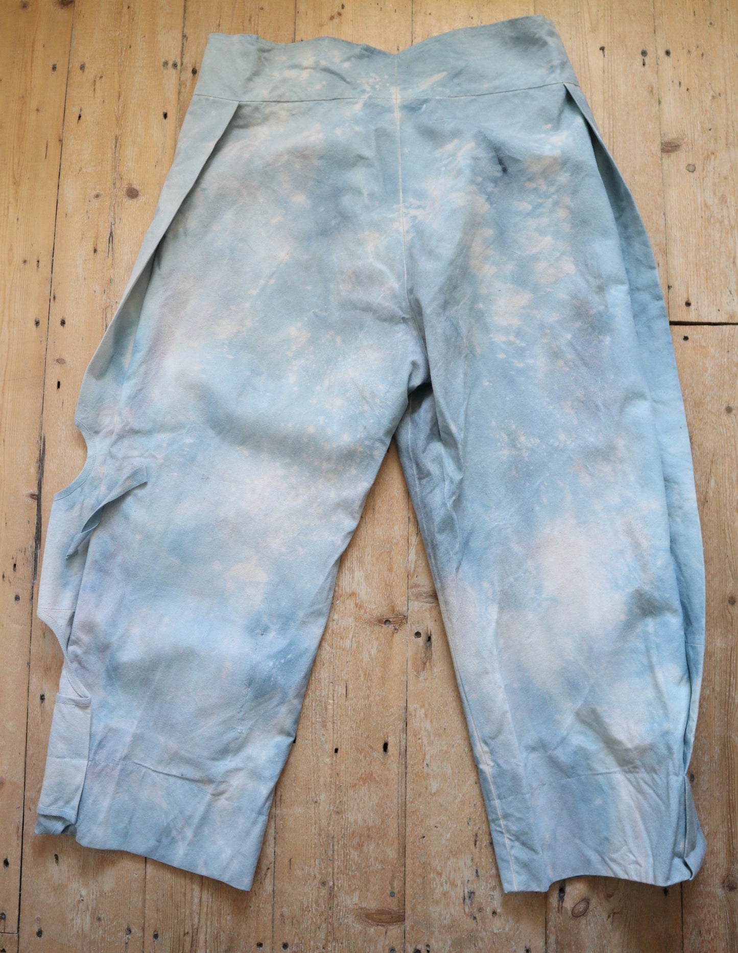 Blue Cloud Trousers Pants High Waist Royal Opera House Costume Cotton Canvas