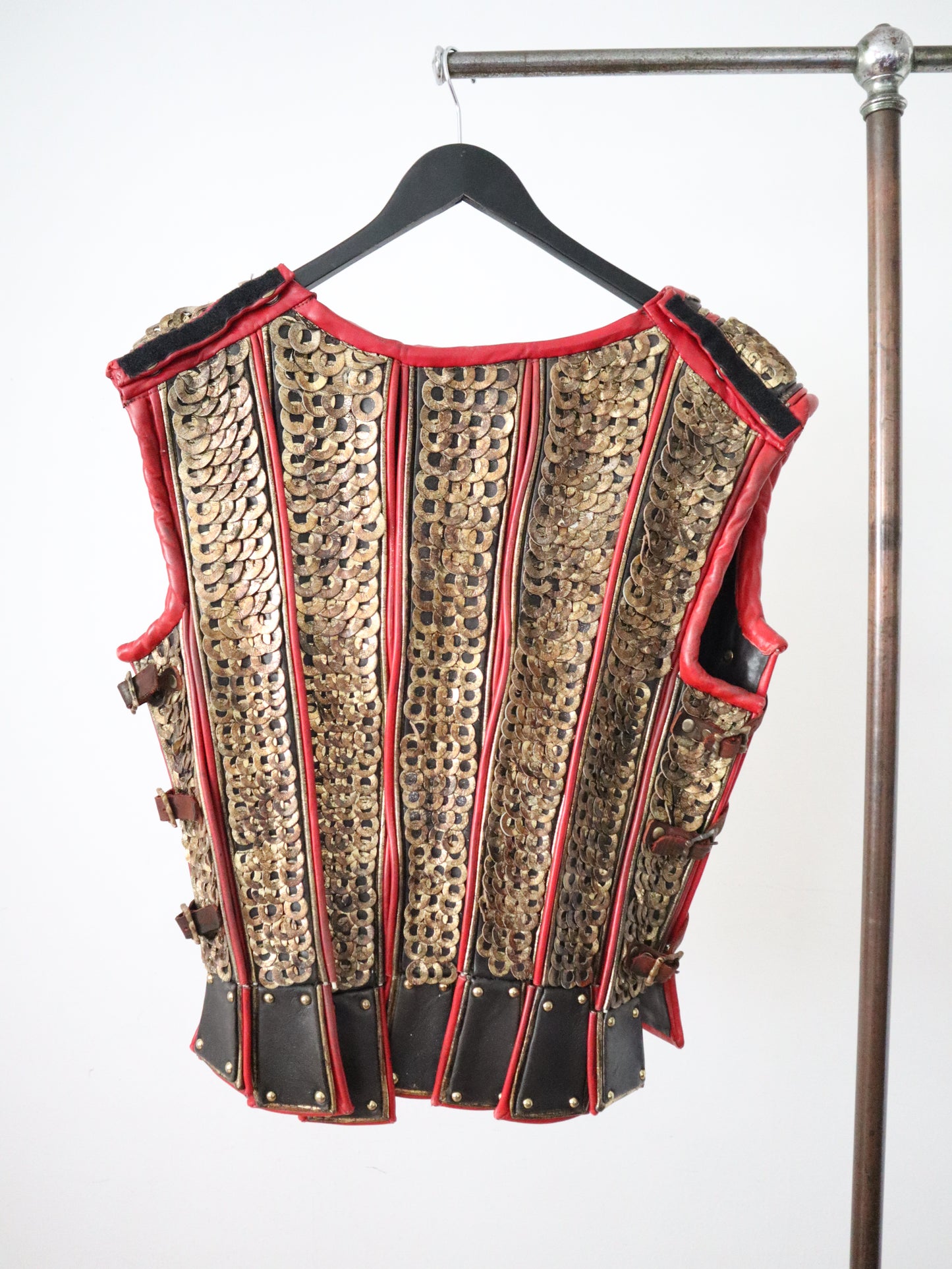 Royal Opera House OTHELLO Leather Armour Vest Costume Red Gold Buckles