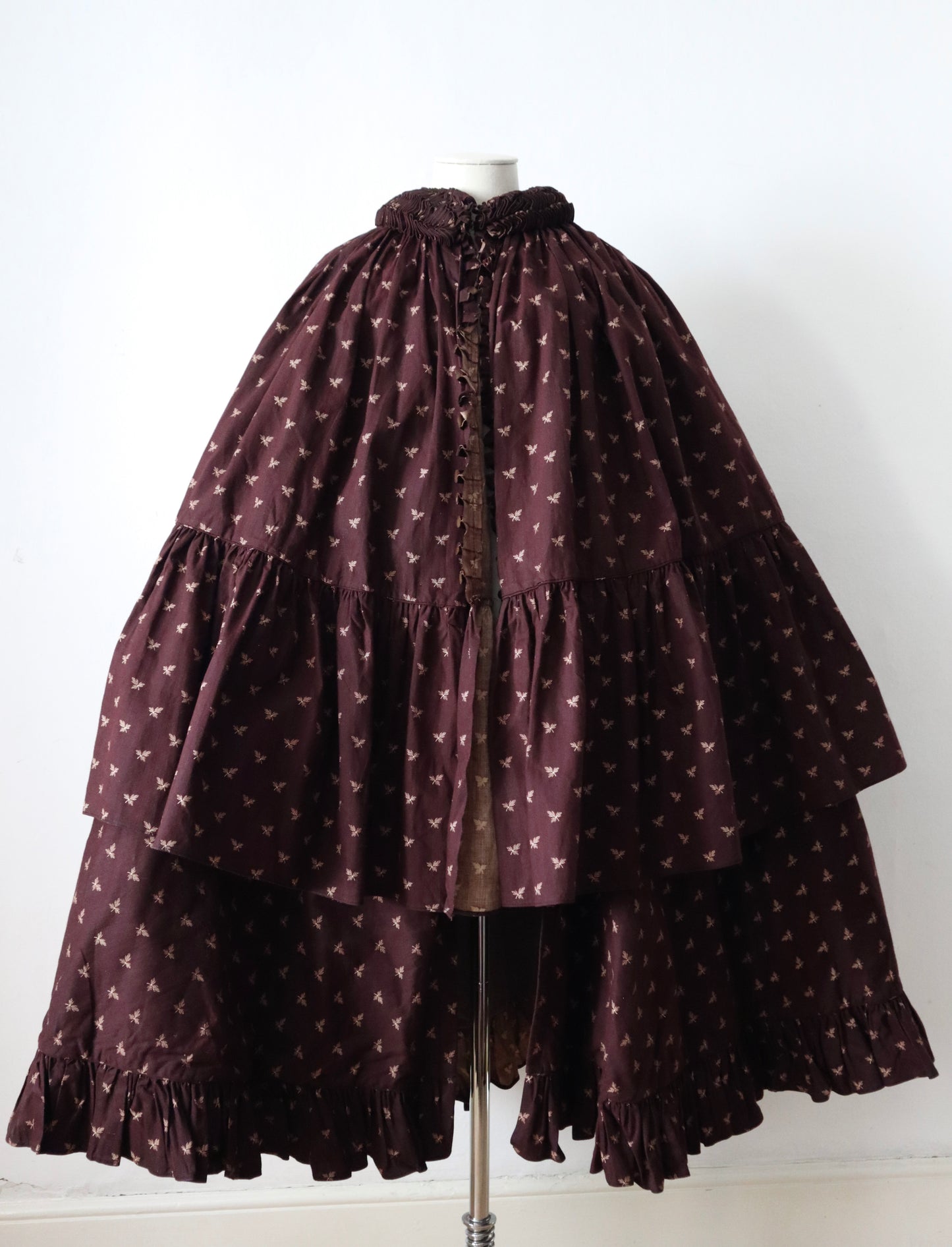 Antique 19th century German Hockmantel full length cotton cloak wool flannel lined