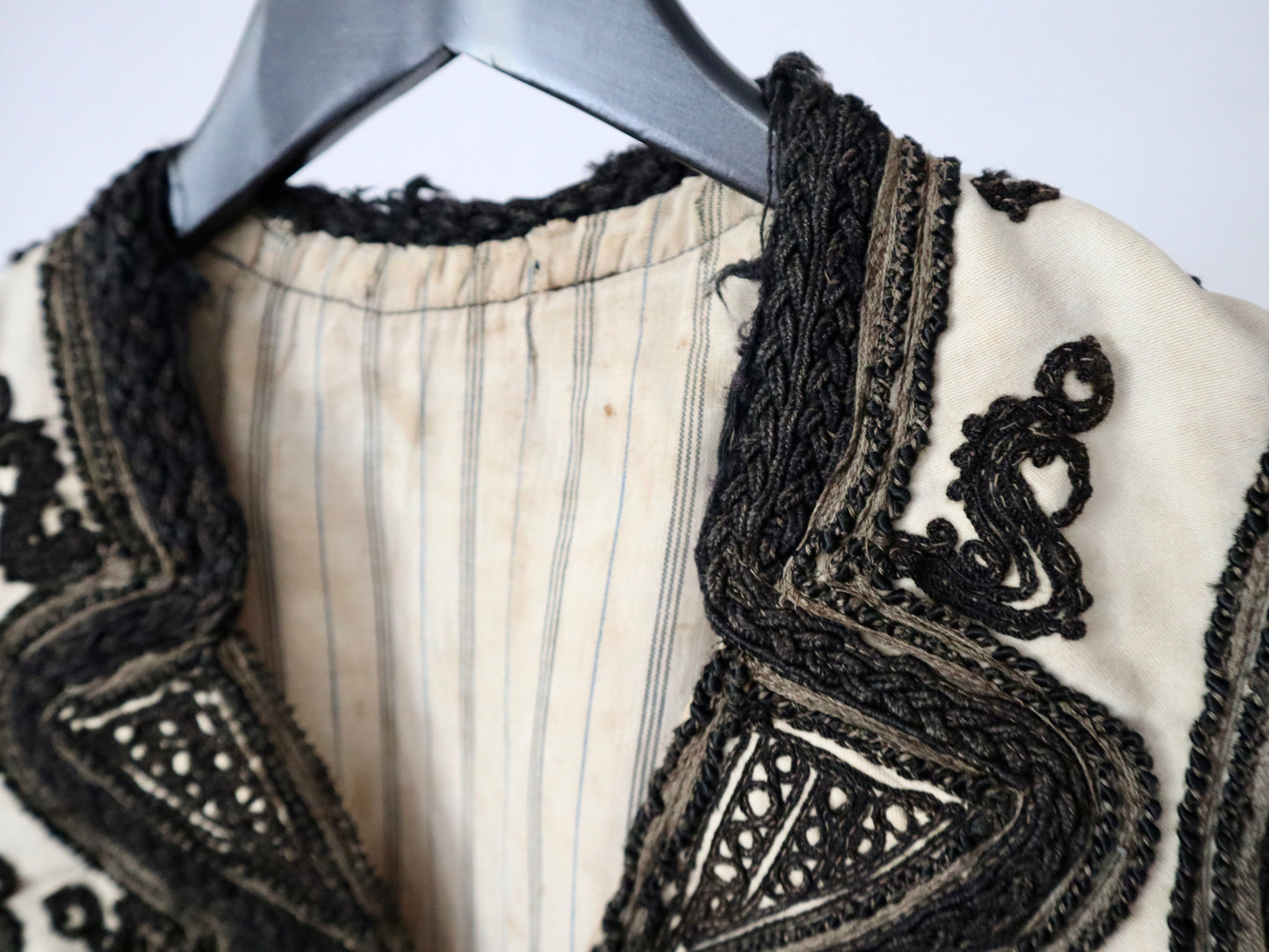 1920s 30s  Transylvanian folk waistcoat with black soutache decoration