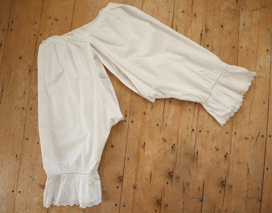 Antique French White Cotton Bloomers Knickers Embroidery Cutwork MD Monogram Early 1900s