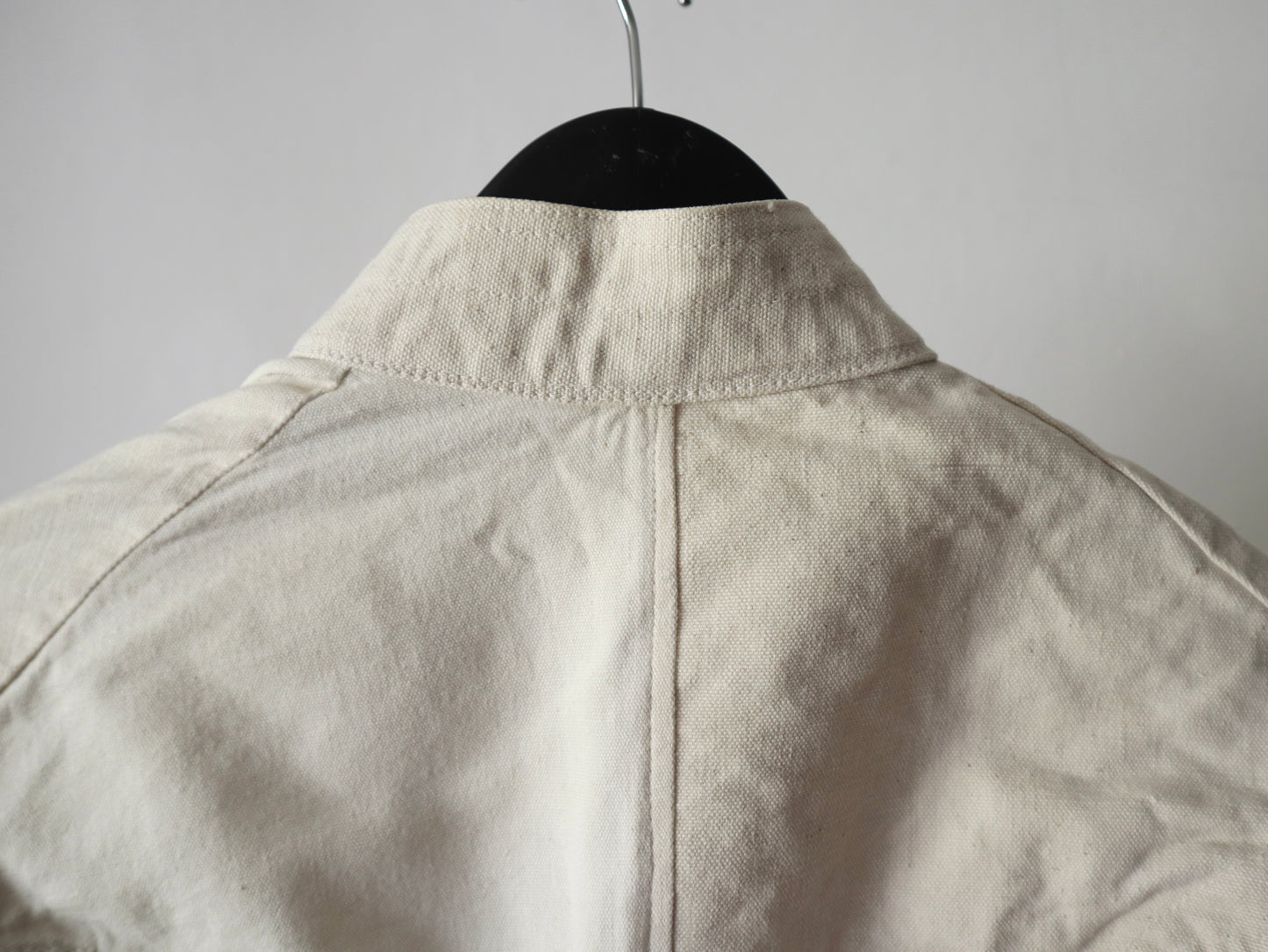 Antique Fencing Jacket French Linen Canvas Asymmetric Button Fastening