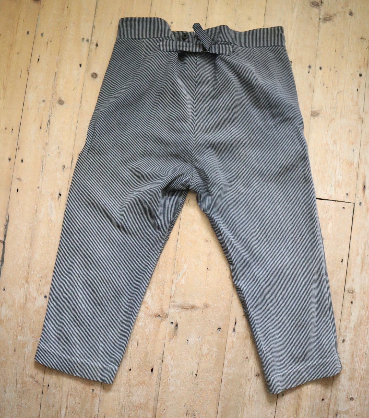 1940s - 50s French Grey Tripe Workwear Trousers Chore Pants Coutil Cotton