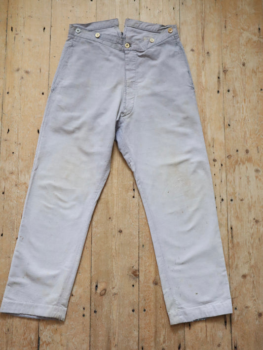 1930s French workwear Sailor Pants Trousers Lilac Blue Light Indigo