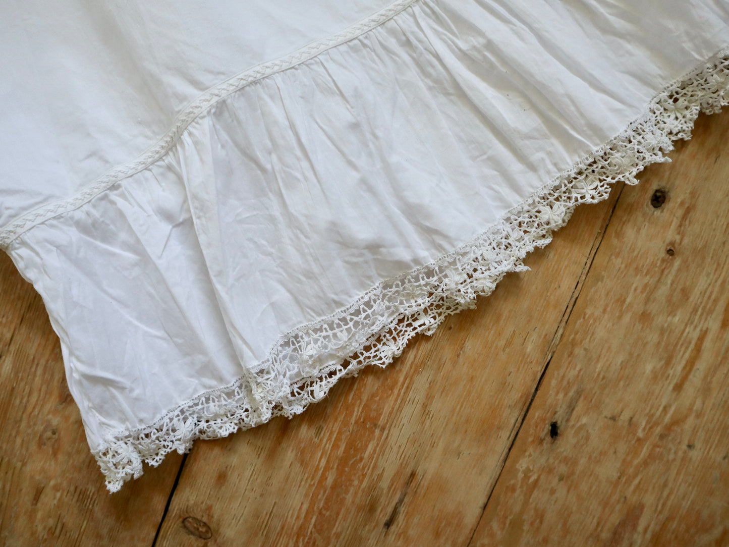 Antique French Bloomers white cotton embroidery early 1900s Embroidery Fine Crochet Lace Trim M P Monogram