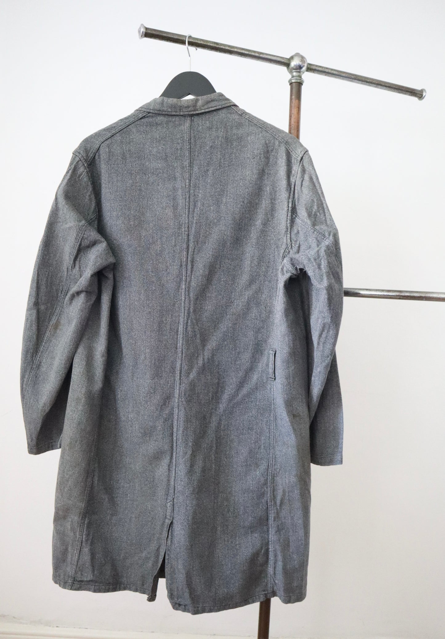 1950s French Grey Workwear Duster Jacket Coat Cotton Chore VETRA