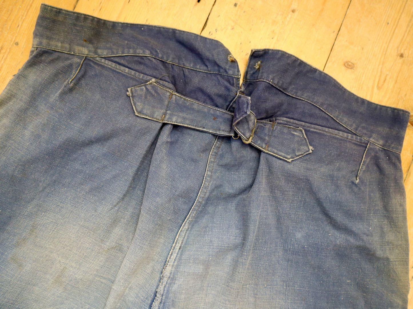 1940s French Blue Cotton Workwear Trousers Chore Pants Twill