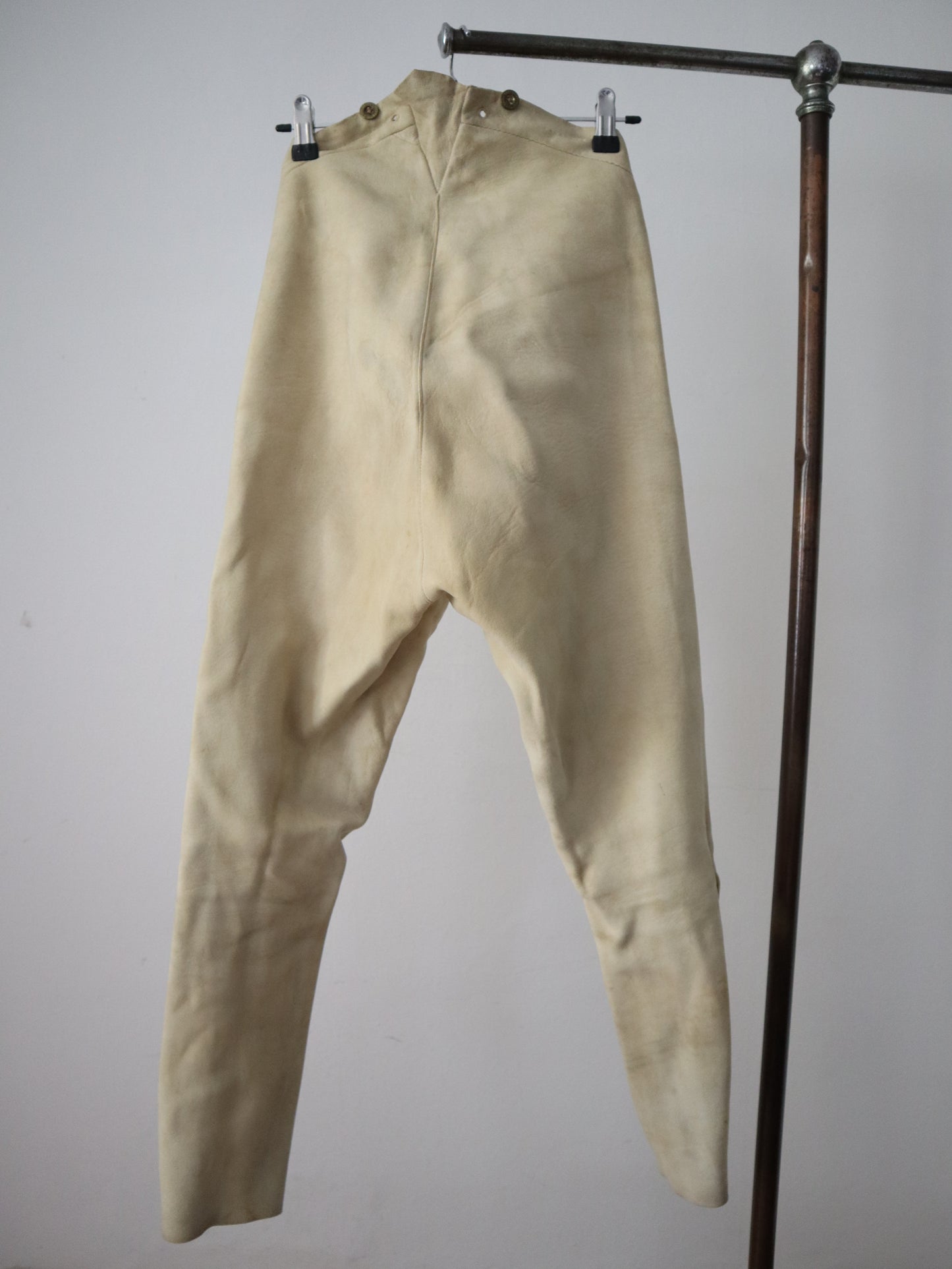 1800s French Buckskin Leather Cream Trousers Breeches RARE