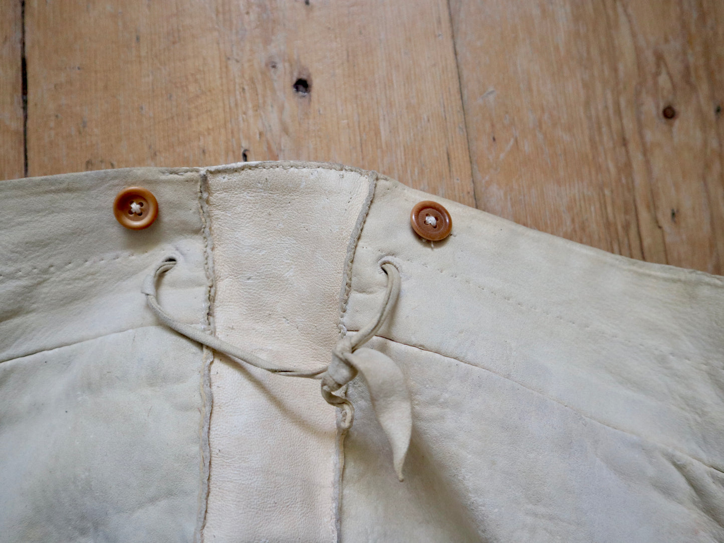 1800s French Lambskin Breeches Trousers RARE High Waist Mother of Pearl Buttons