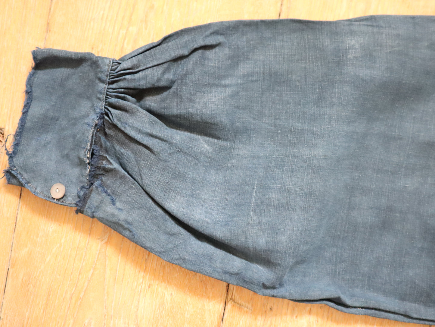 Antique French Indigo Linen Biaude Famers Smock