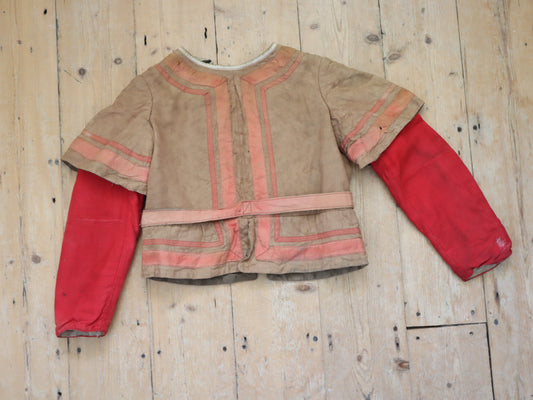 Antique French Theatre Costume Tunic Top Child’s Renaissance Style  Brown Pink Red