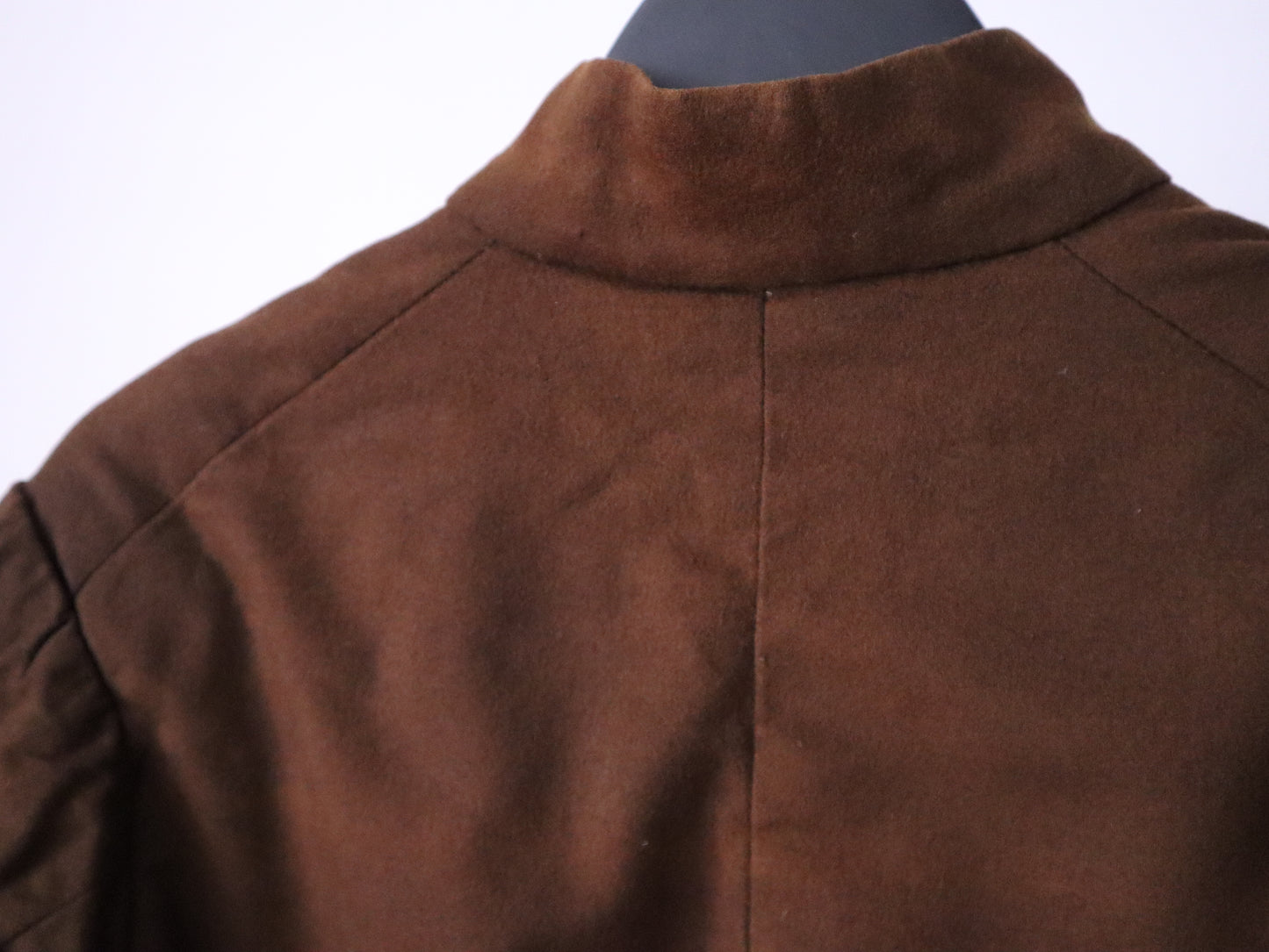 1910s French Theatre Costume Jacket Brown Wool Brass Embossed Buttons Military Style