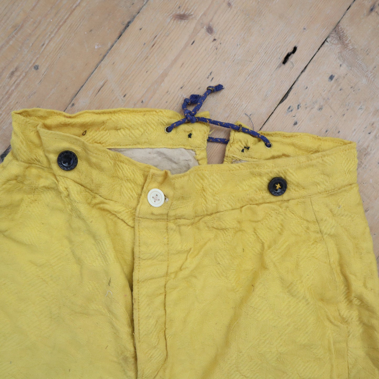 Antique French Child’s Theatre Costume Breeches Yellow Cotton Renaissance Slash Puff