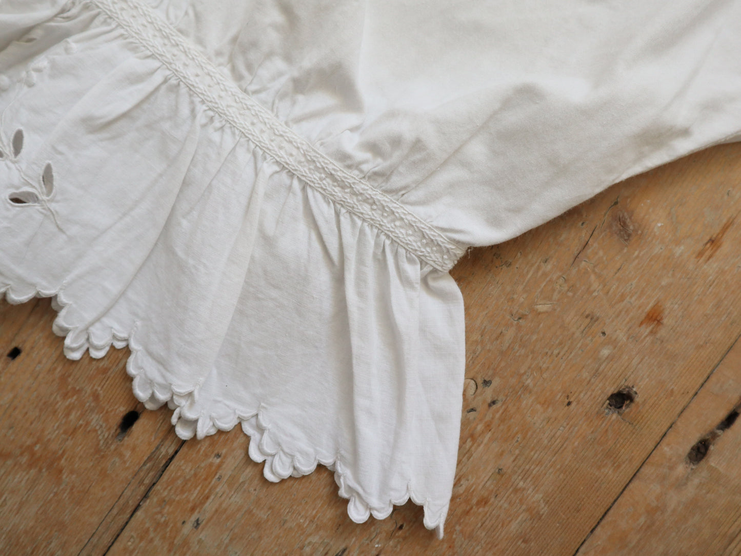 Antique French White Cotton Bloomers Broderie Anglais Early 1900s Monigrammed M I