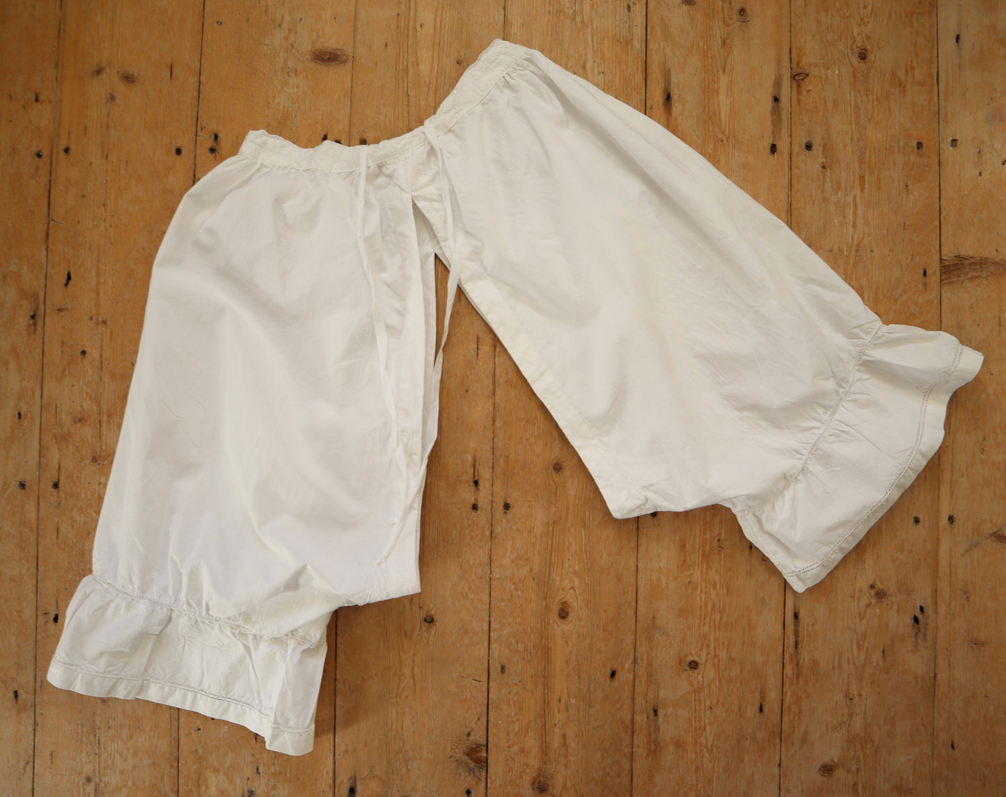 Antique French Bloomers white cotton monogram JG Cutwork early 1900s