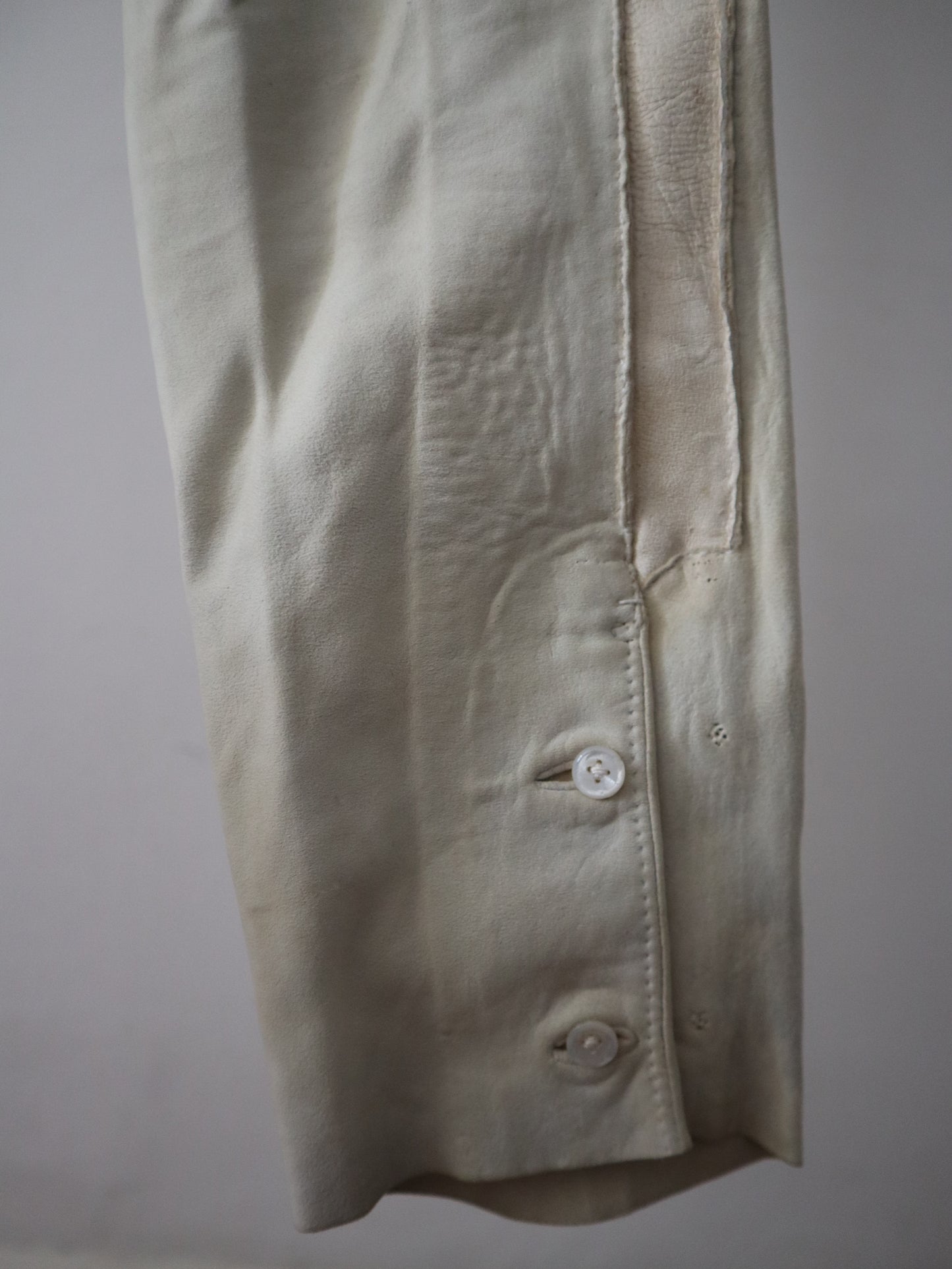 1800s French Lambskin Breeches Trousers RARE High Waist Mother of Pearl Buttons