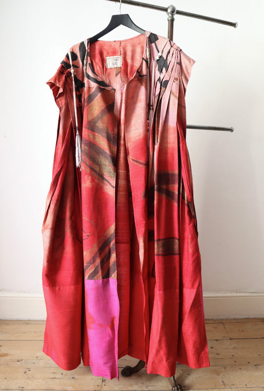 Royal Opera House Raw Silk Gown Red Pink Gold Hand Painted Samson Delilah