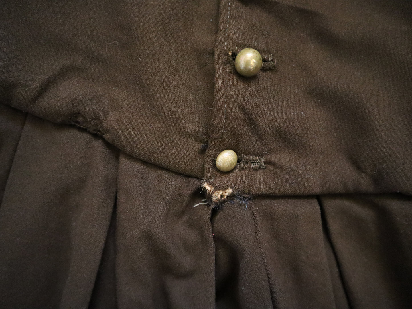 Antique early 1900s French
Theatre Opera Costume
Renaissance Medieval Brown Wool Brass Buttons