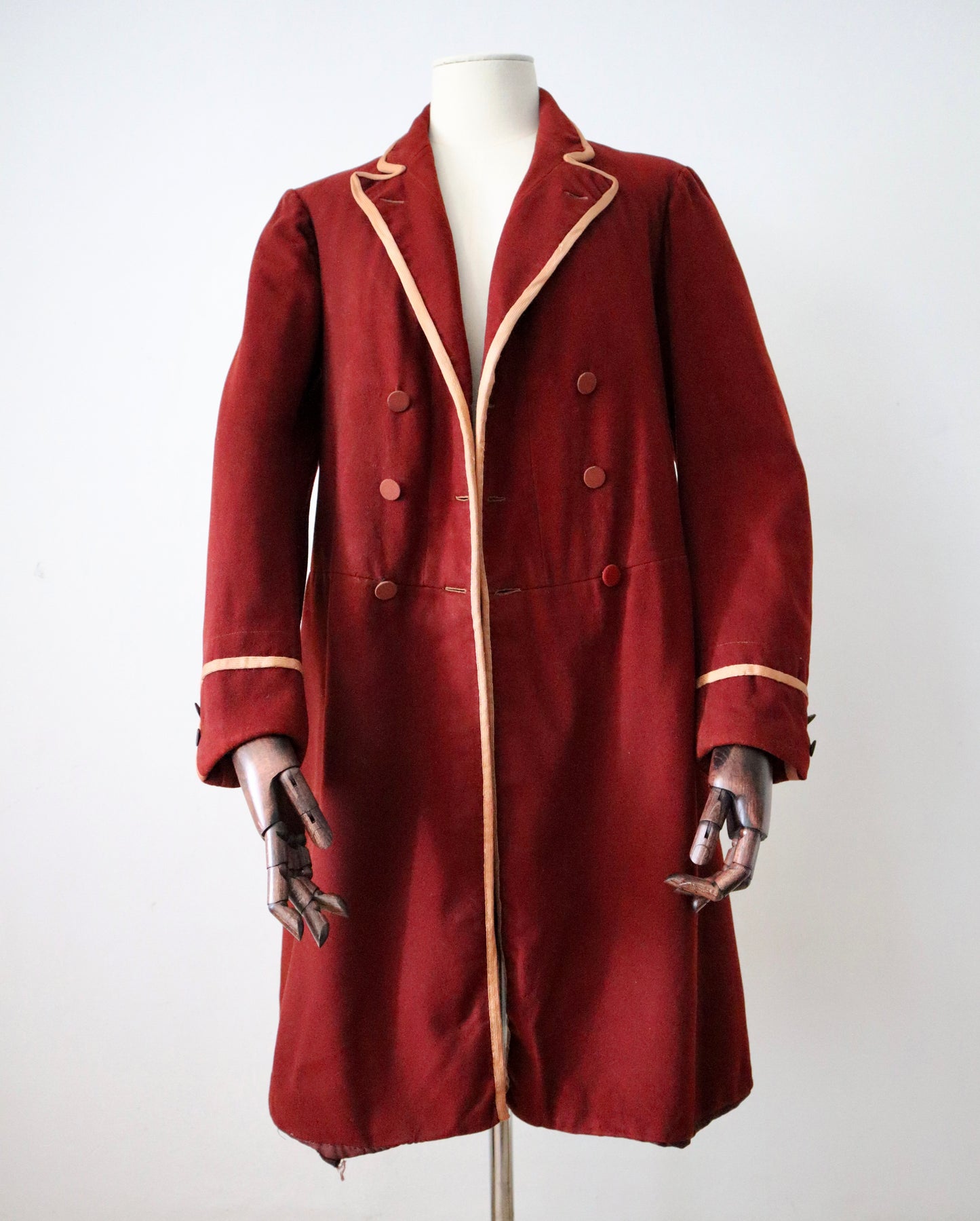 Antique French Tailcoat | Circa 1880s | Deep Claret Wool with Pale Salmon Trim | Thiery Aîné & Sigrand, Marseille