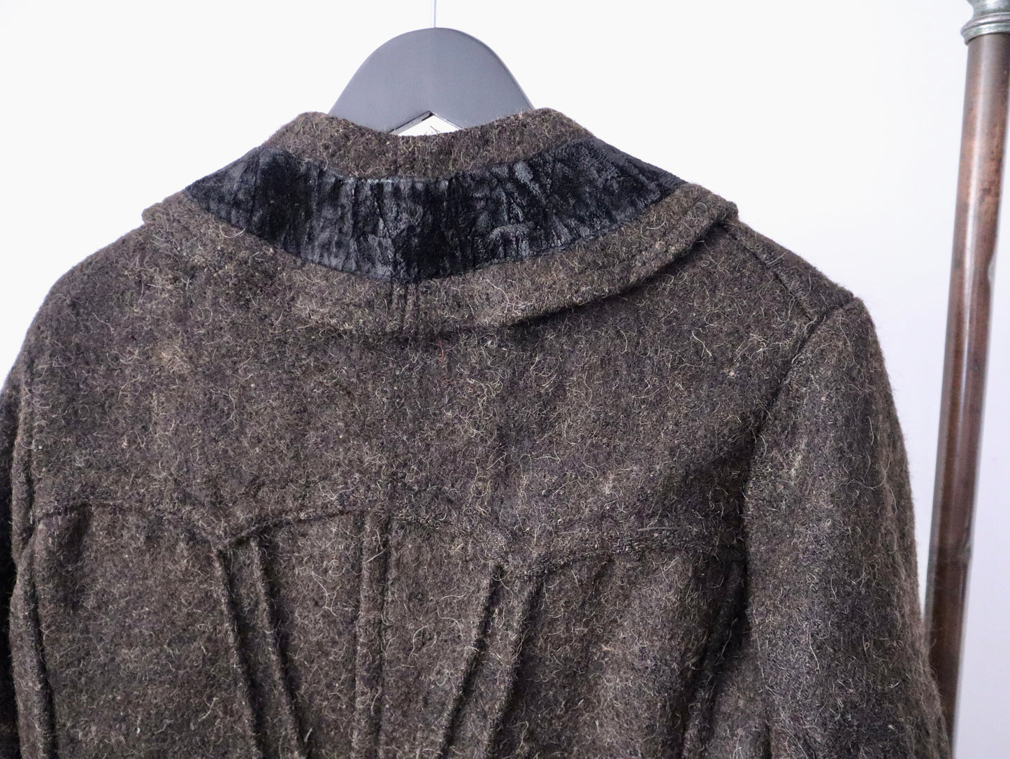 1920s–30s Transylvanian Folk Coat | Brown Wool with Black Velvet Trim
