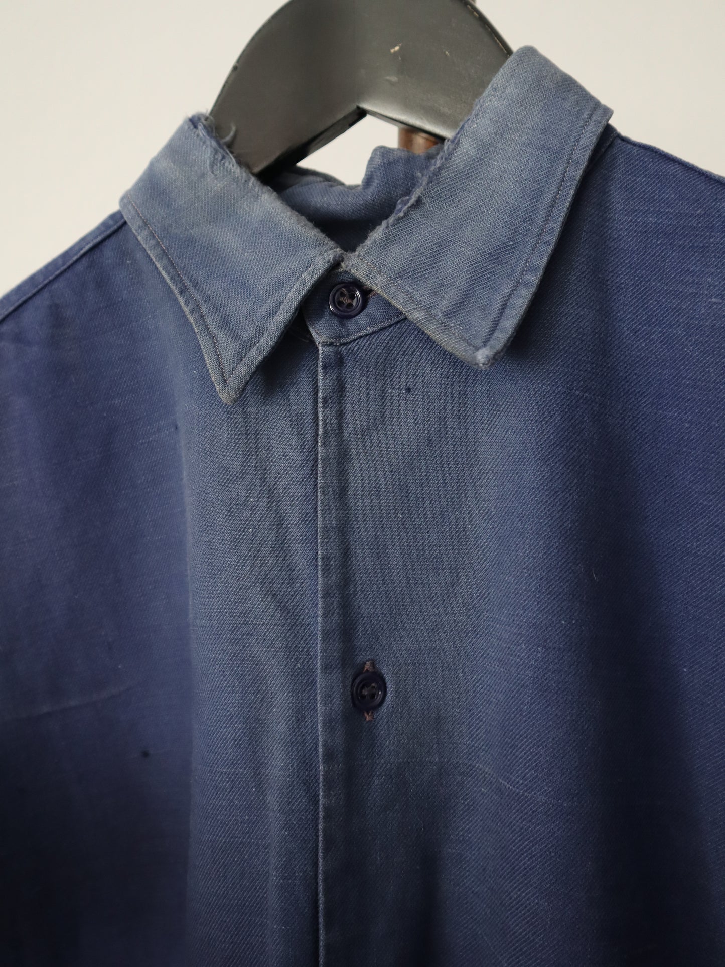 1940s French Blue Workwear Chore Shirt Cotton