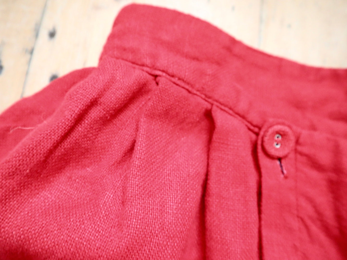 Red Wide Leg Cotton Trousers Opera Costume Flap Front Sailor Style