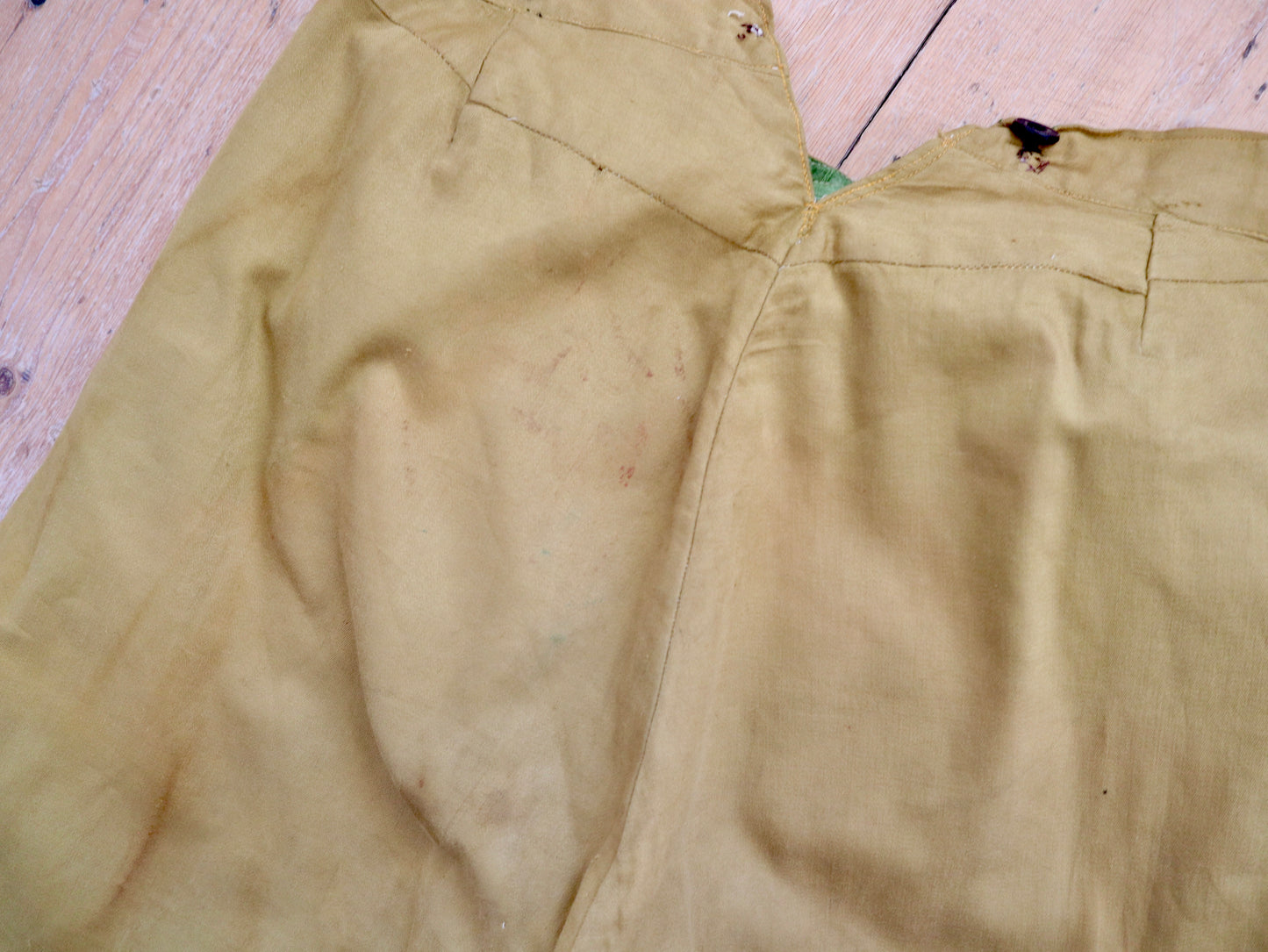 Antique French Opera Costume Breeches Green Cotton Flap From 18th Century Style