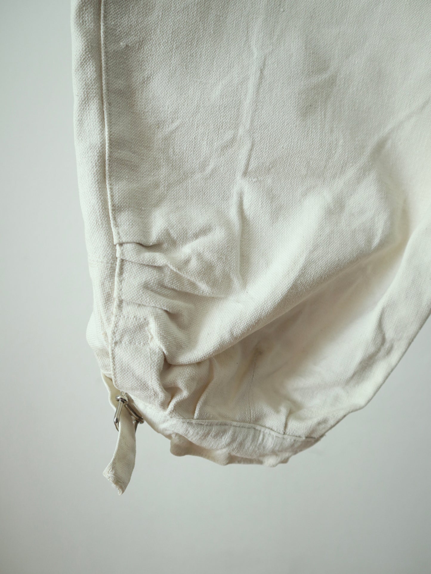 1920s French White Cotton Canvas Breeches Buckle Back Bone Buttons