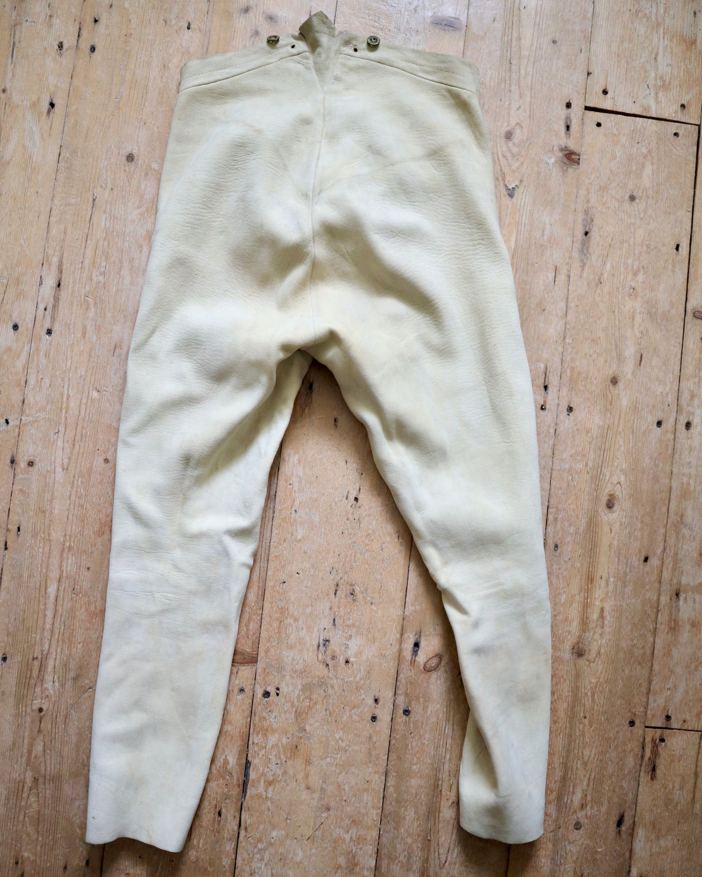 1800s French Buckskin Leather Cream Trousers Breeches RARE