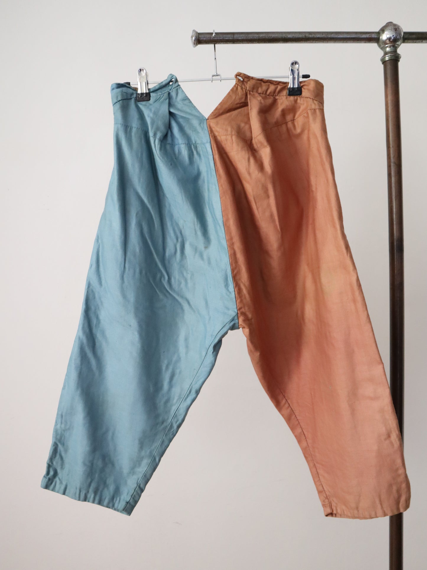 1920s French Theatre Costume Trousers Pink Blue Breeches Pants  High Waist