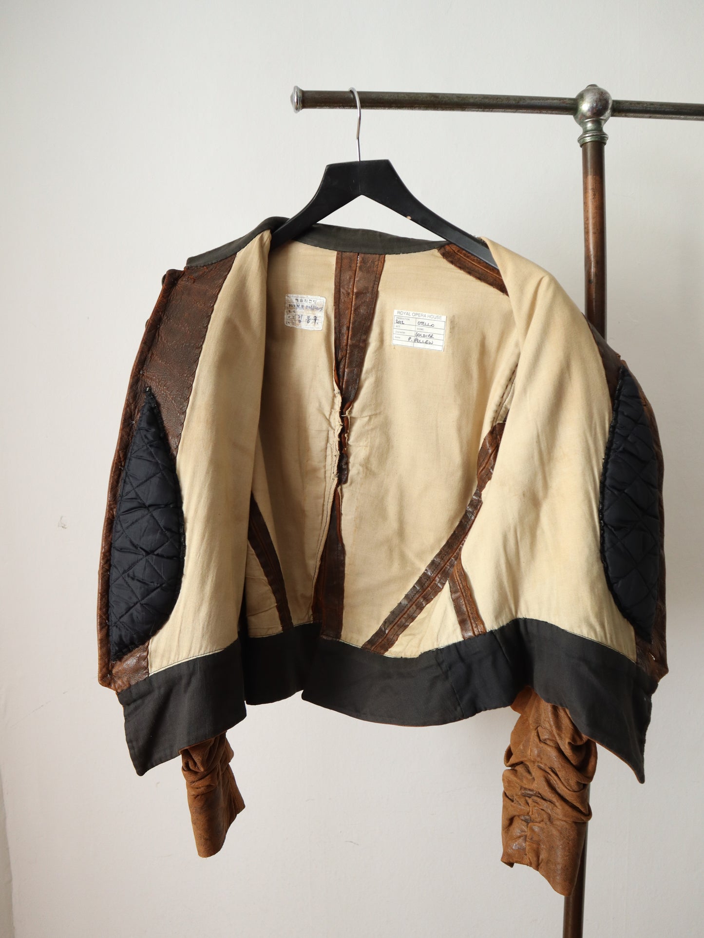 16th Century Style Leather Doublet Jacket Royal Opera House Costume Brown Ruched Sleeves Renaissance Medieval