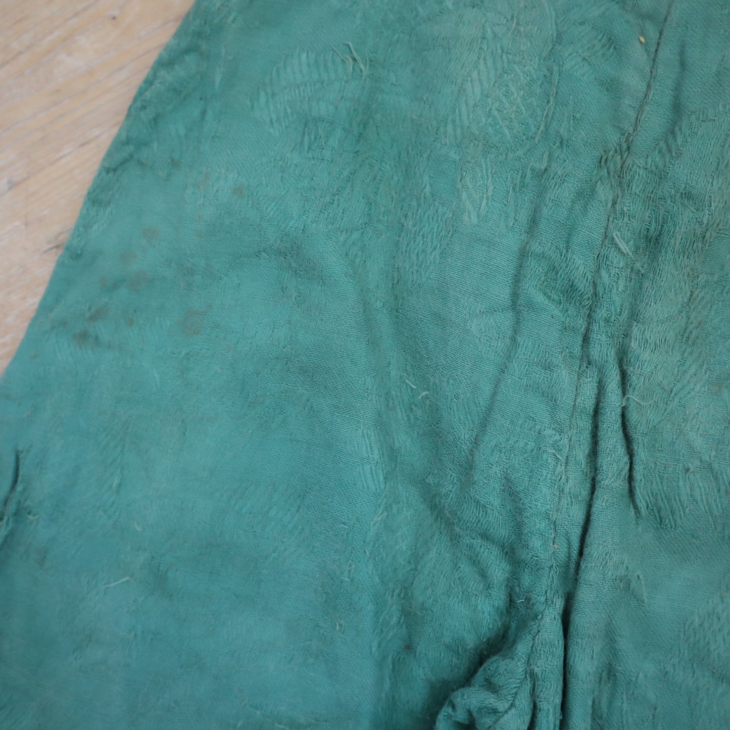 Antique French Child’s Theatre Costume Breeches Green Woven Cotton