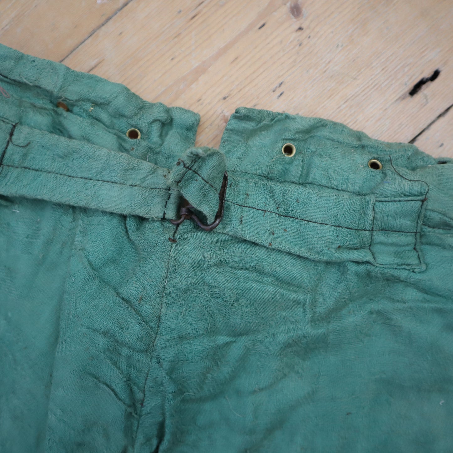 Antique French Child’s Theatre Costume Breeches Green Woven Cotton