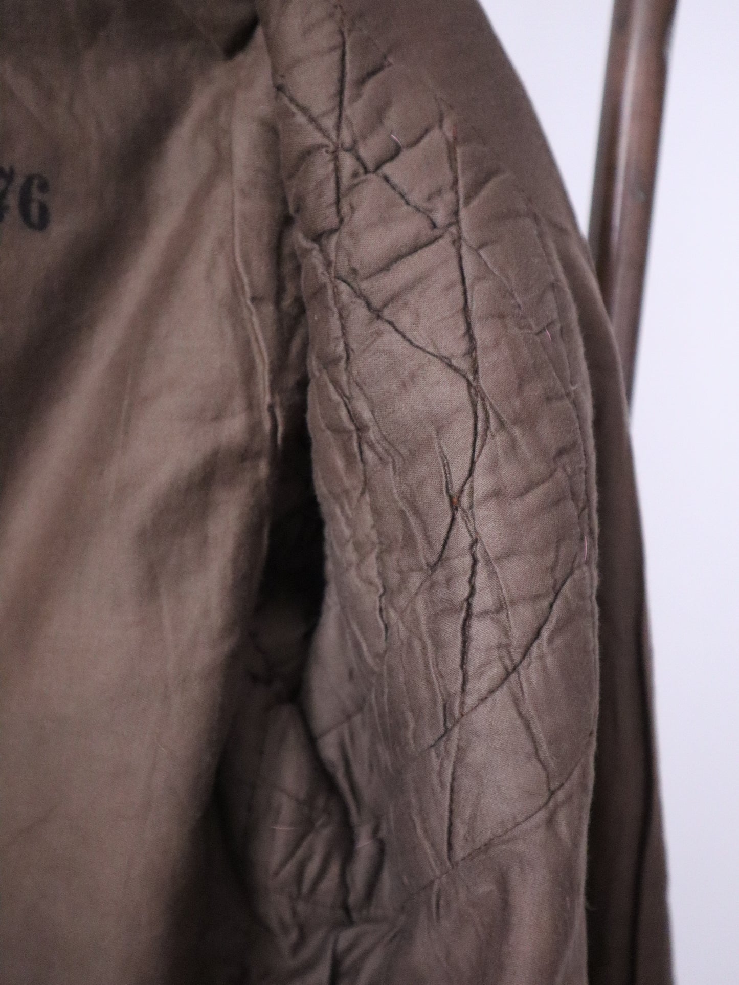 1910s French Theatre Costume Jacket Brown Wool Brass Embossed Buttons Military Style