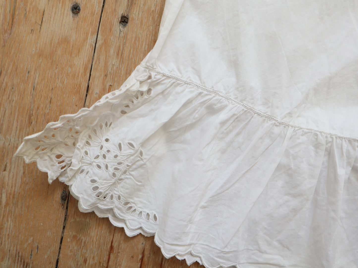 Antique French White Cotton Bloomers Broderie Anglais Early 1900s