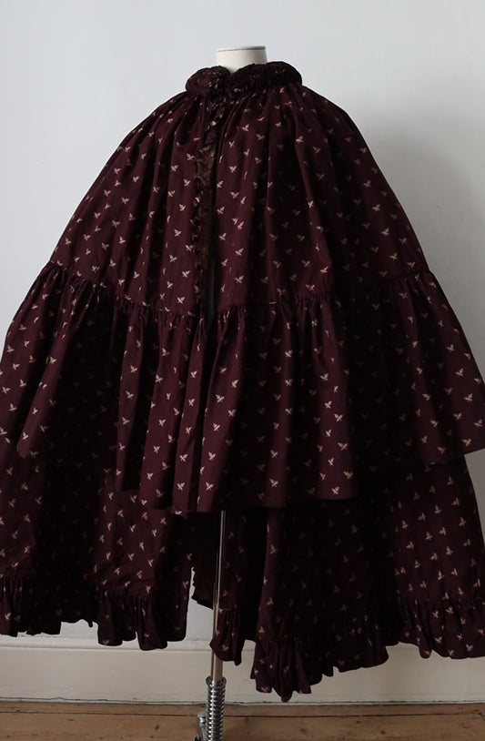 Antique 19th century German Hockmantel full length cotton cloak wool flannel lined