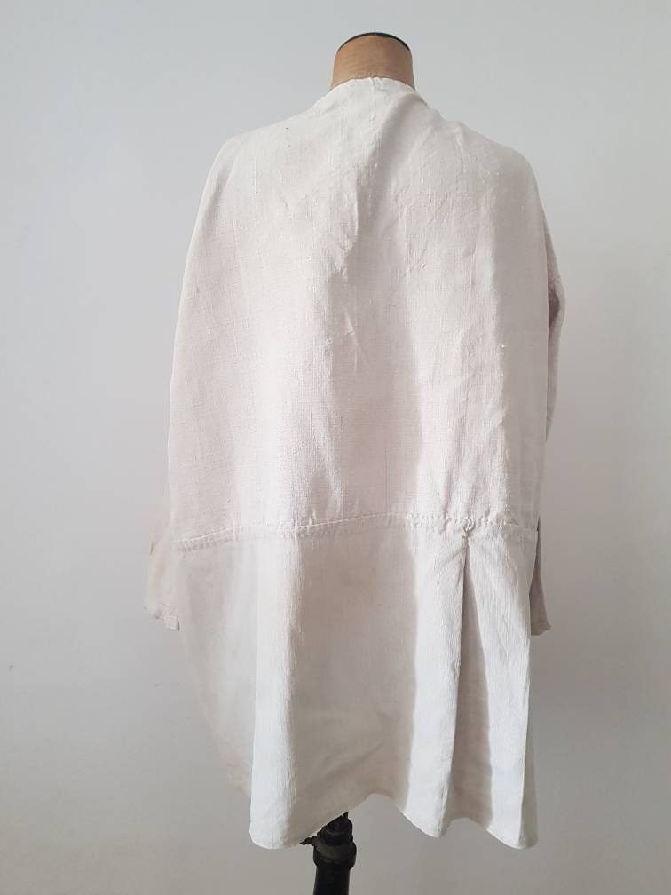 Hungarian 1930s Hemp Linen Folk Shirt Monogram M.M Eastern European