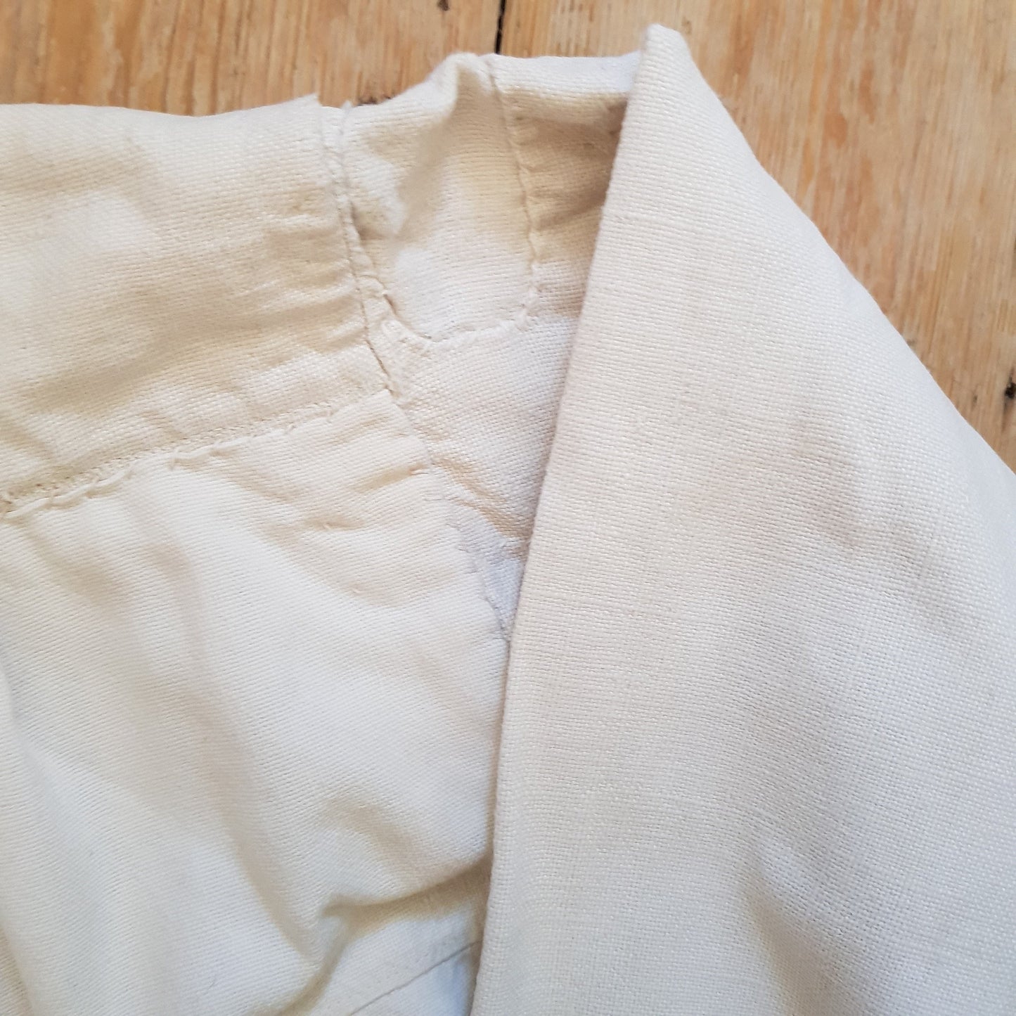 1930s Hungarian Linen Shirt Patched Repaired Folk Eastern European Glass Buttons