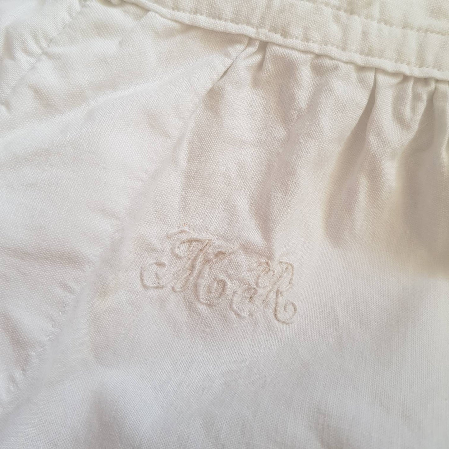 Antique French Bloomers white cotton monogram broderie anglaise trim early 1900s