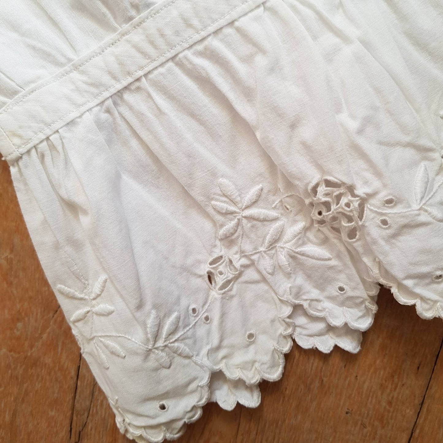 Antique French Bloomers white cotton monogram broderie anglaise trim early 1900s