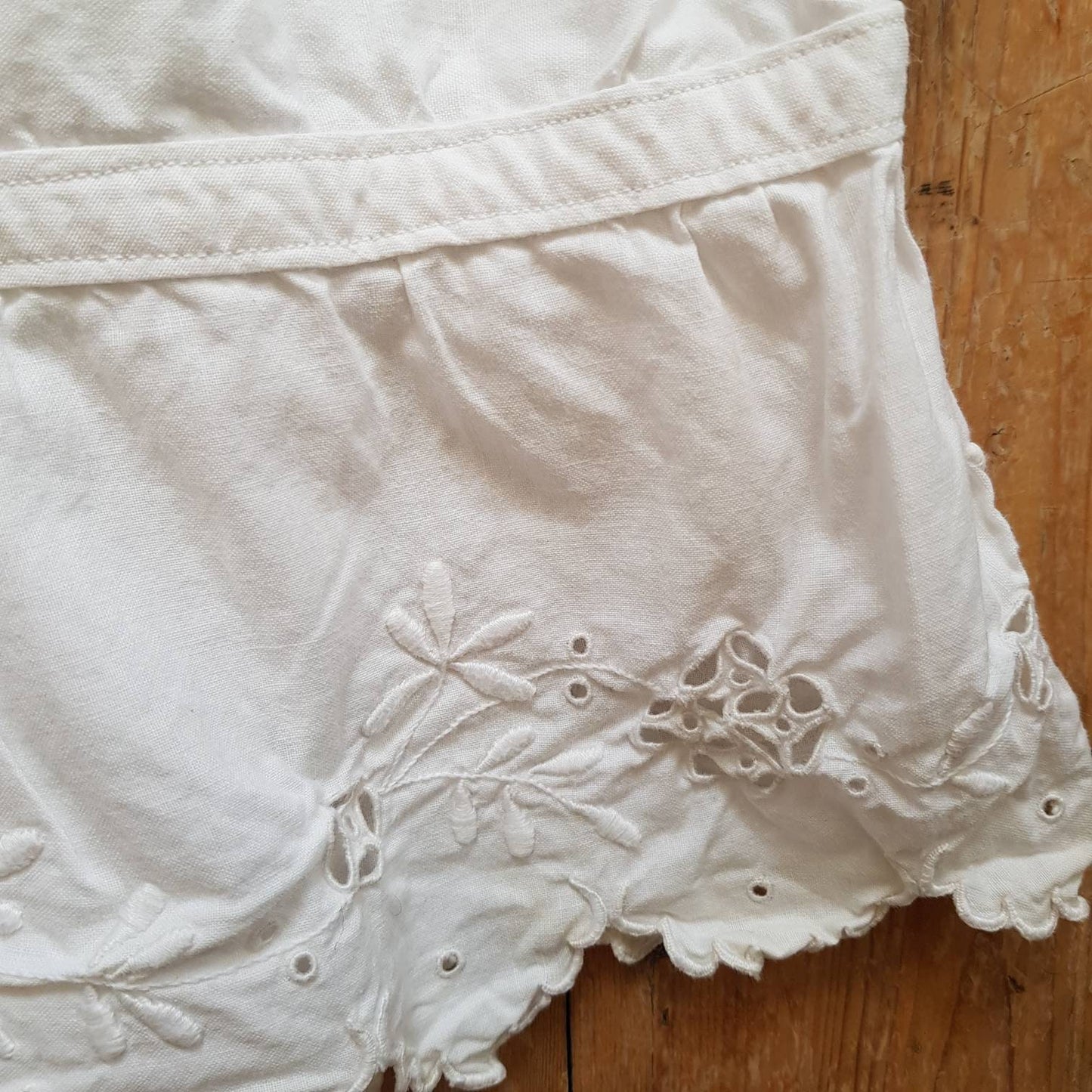 Antique French Bloomers white cotton monogram broderie anglaise trim early 1900s