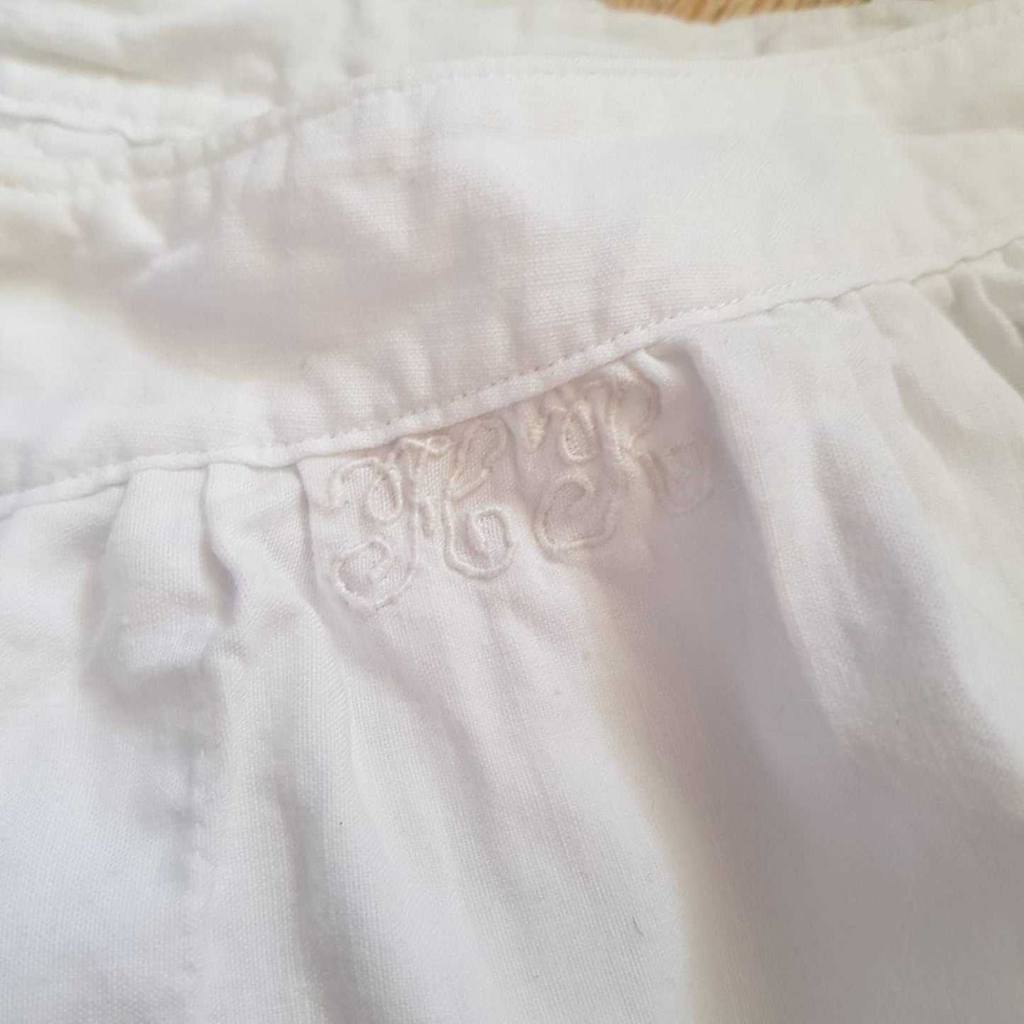 Antique French Bloomers white cotton monogram broderie anglaise trim early 1900s