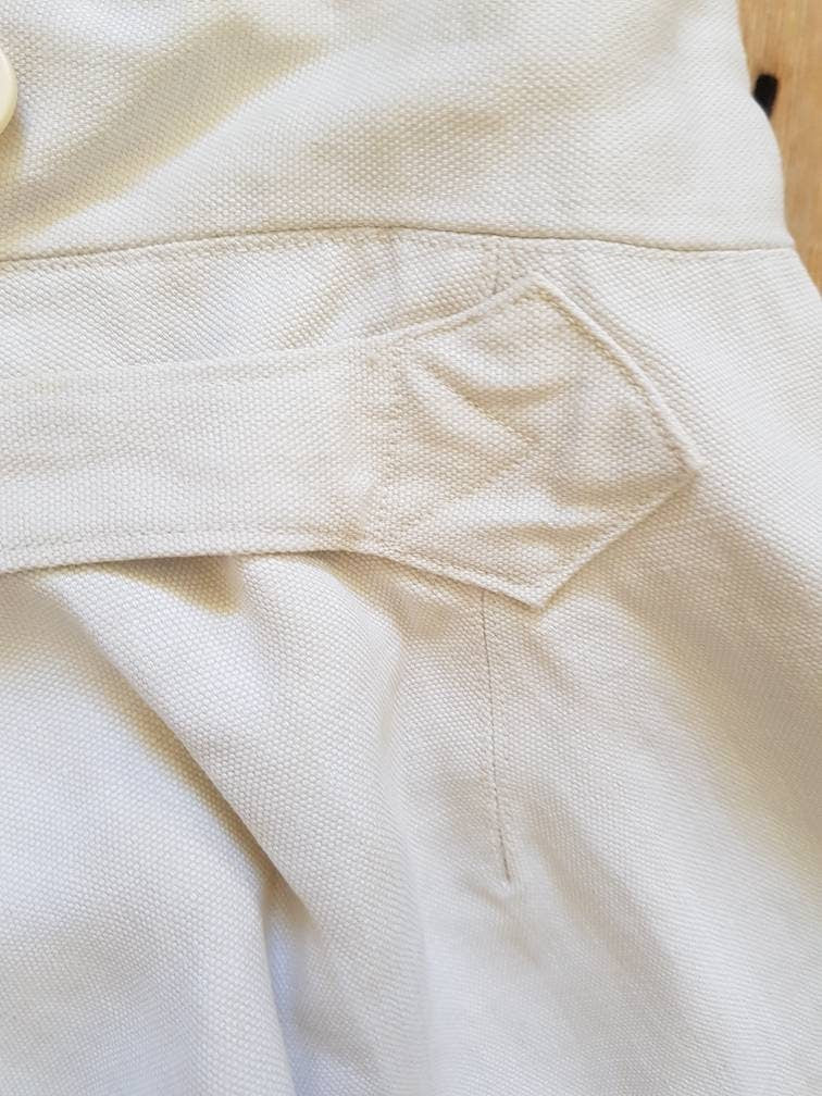 Antique French Linen Breeches White Bone Buttons Pants Trousers XS Early 1900s