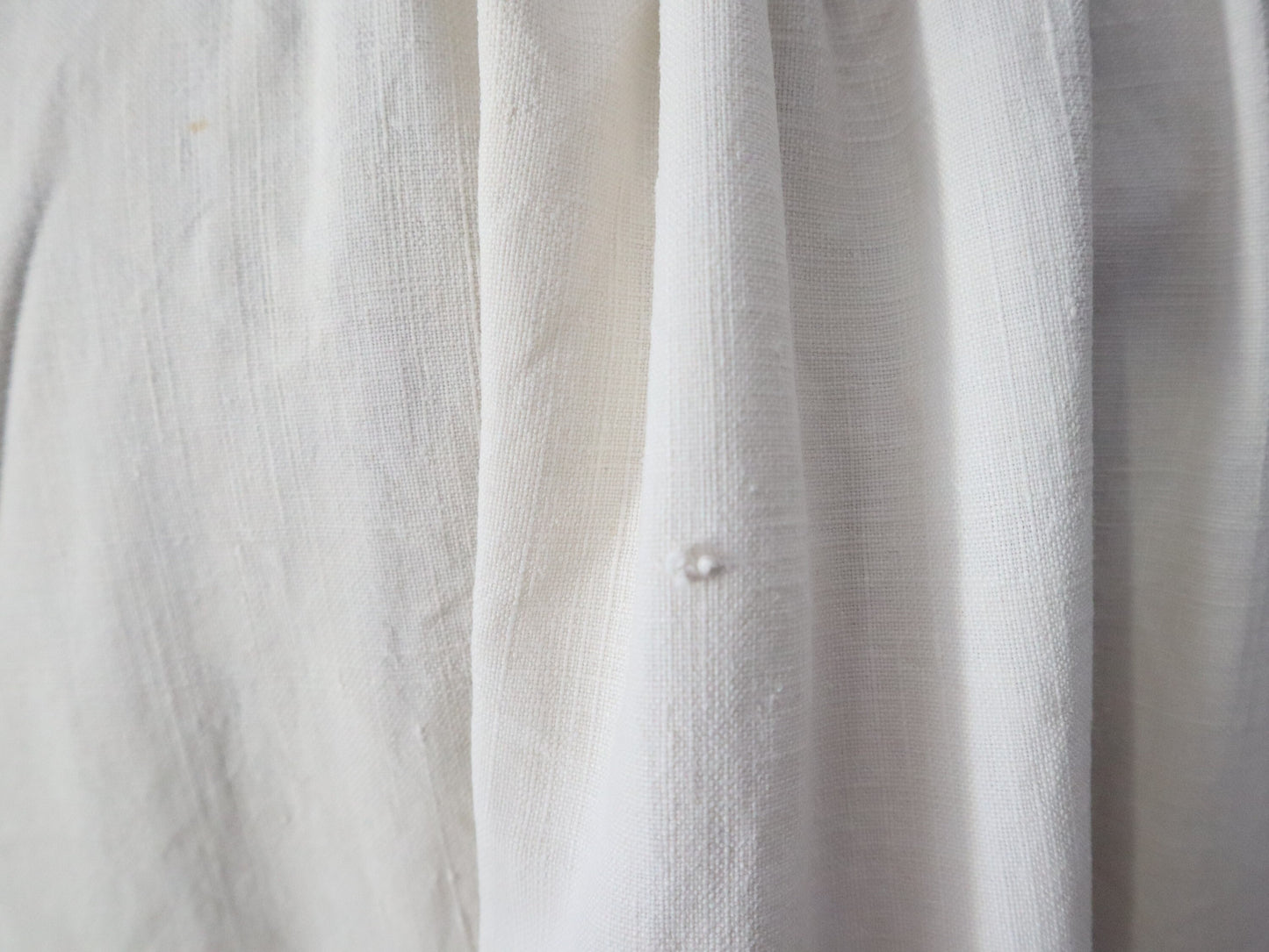 Antique French white linen dress shirt Pleats long button collar early 1900s