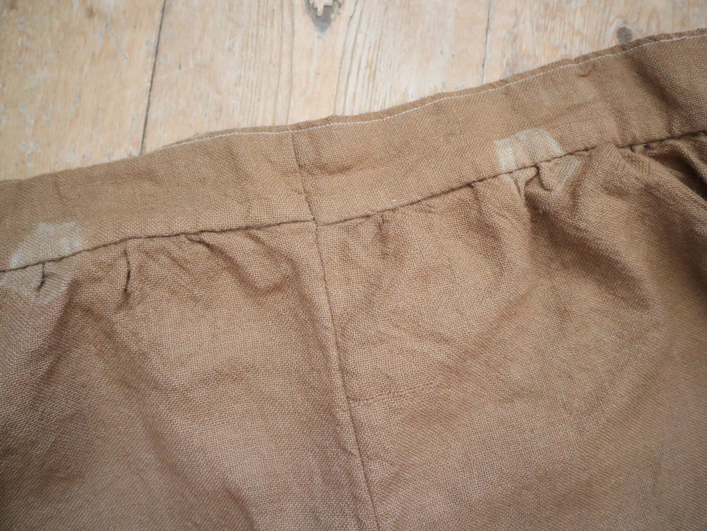 Antique French Breeches Theatre Costume Paris Raw Hem Tan Brown Wool Cropped Pants