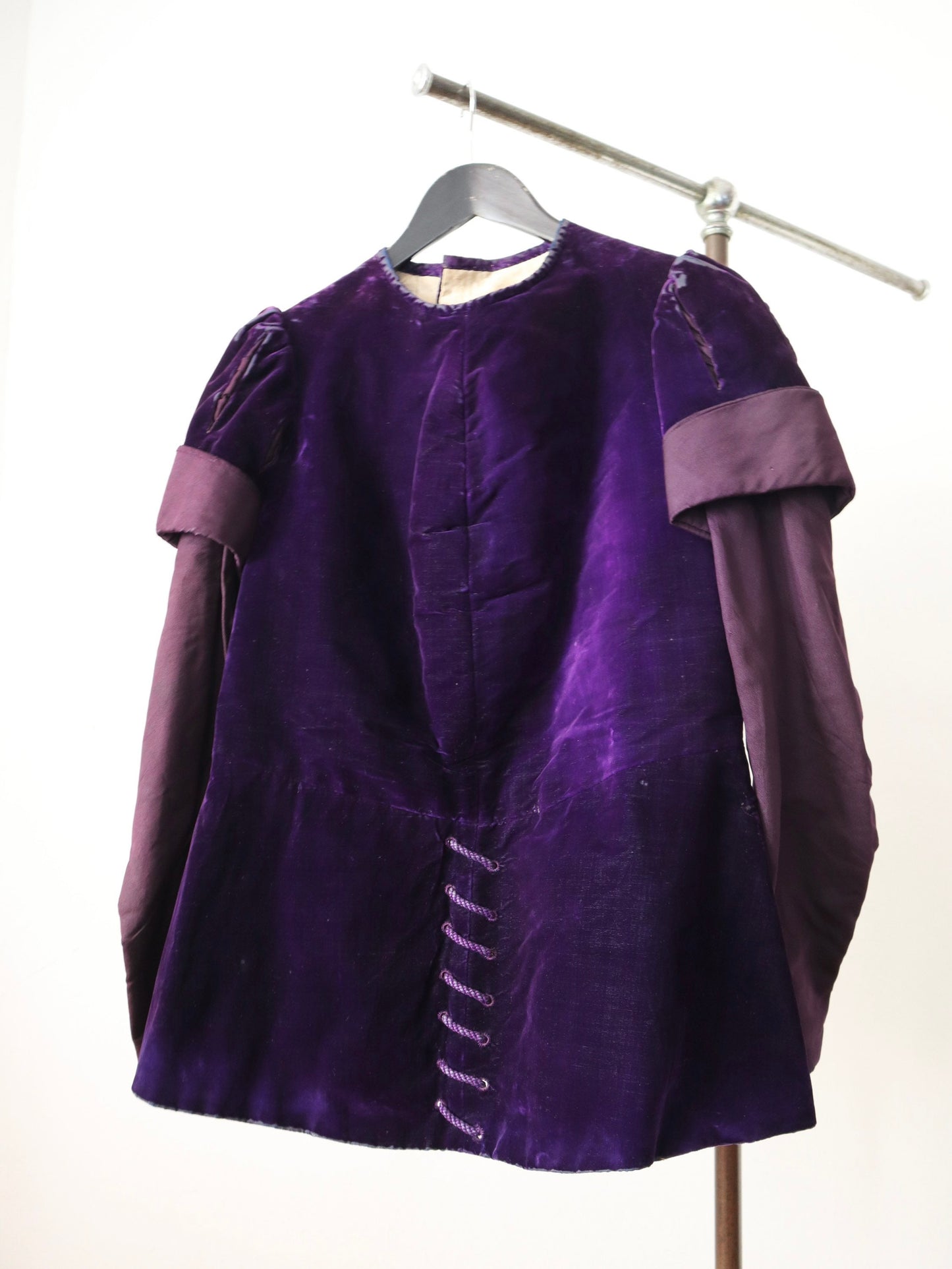 Antique French Opera Costume Tunic 1887 Purple Silk Velvet Tunic Doublet Renaissance Paris Theatre 19th Century