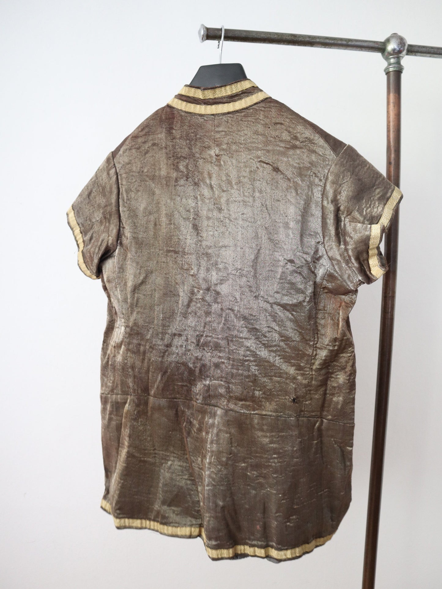 Antique Bronze Lamé Tunic Top French Opera Theatre Costume Metal Thread Chinese Style 1910s