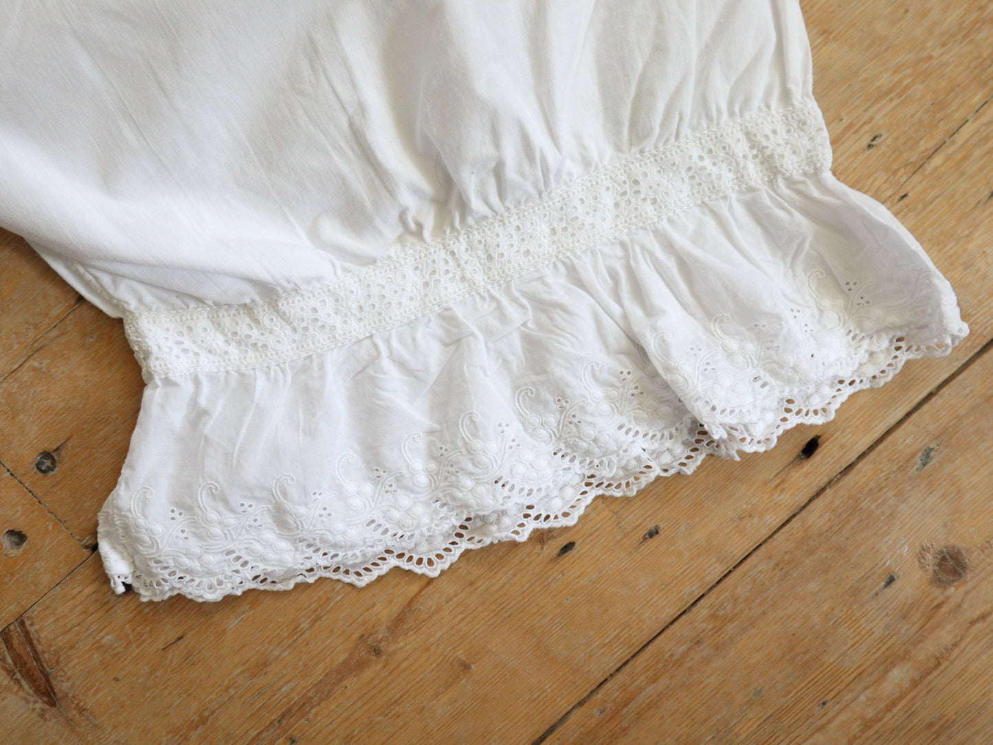 Antique French Bloomers white cotton broderie anglaise cutwork early 1900s